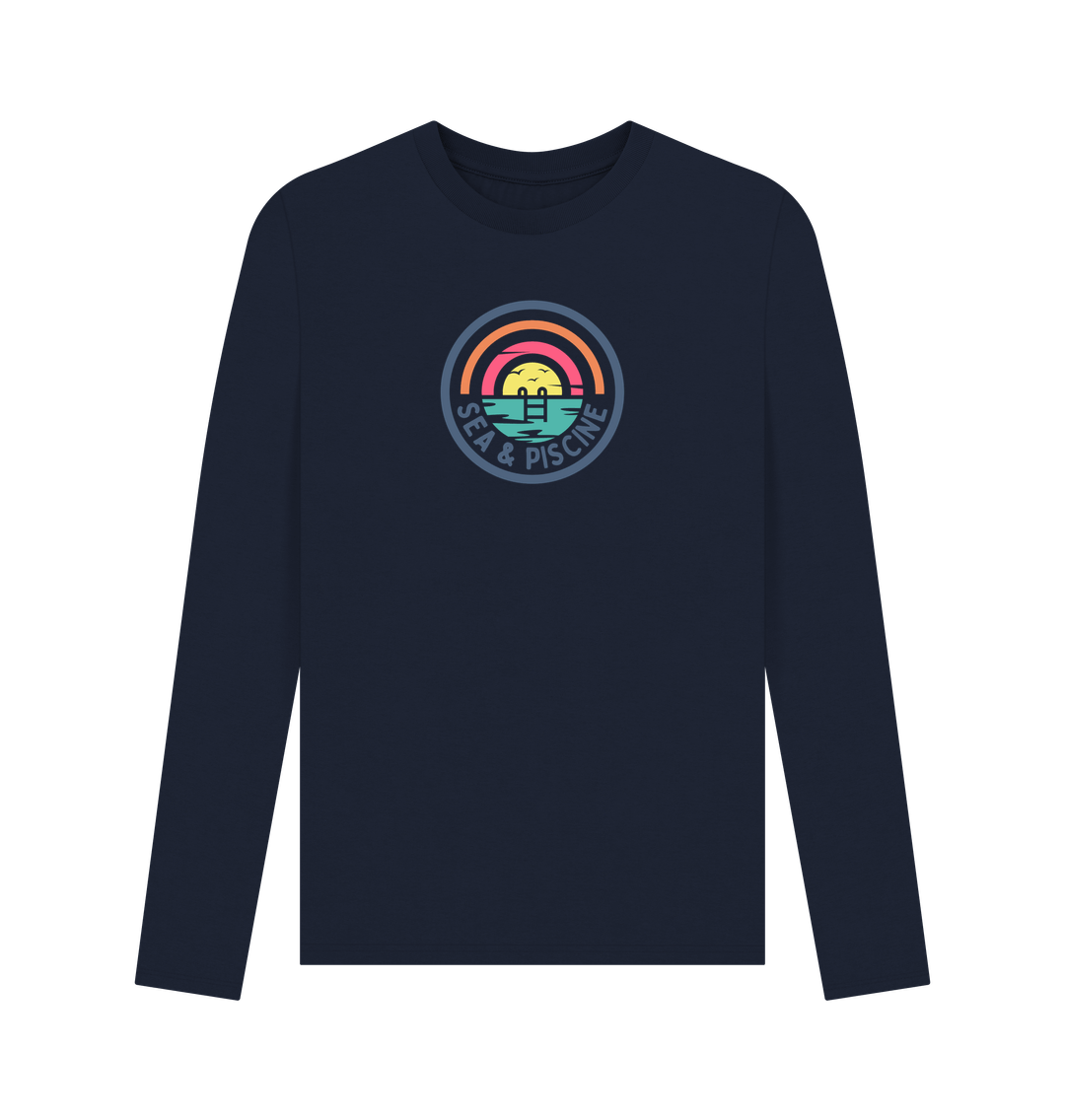 Navy Blue Printed Long Sleeve T Shirt