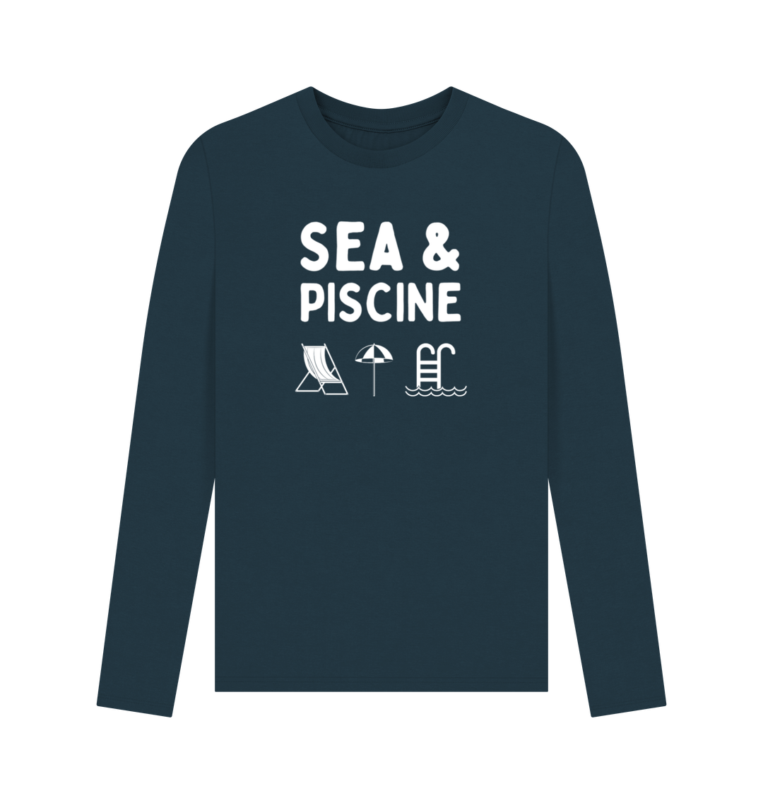 Denim Blue Printed Long Sleeve T Shirt