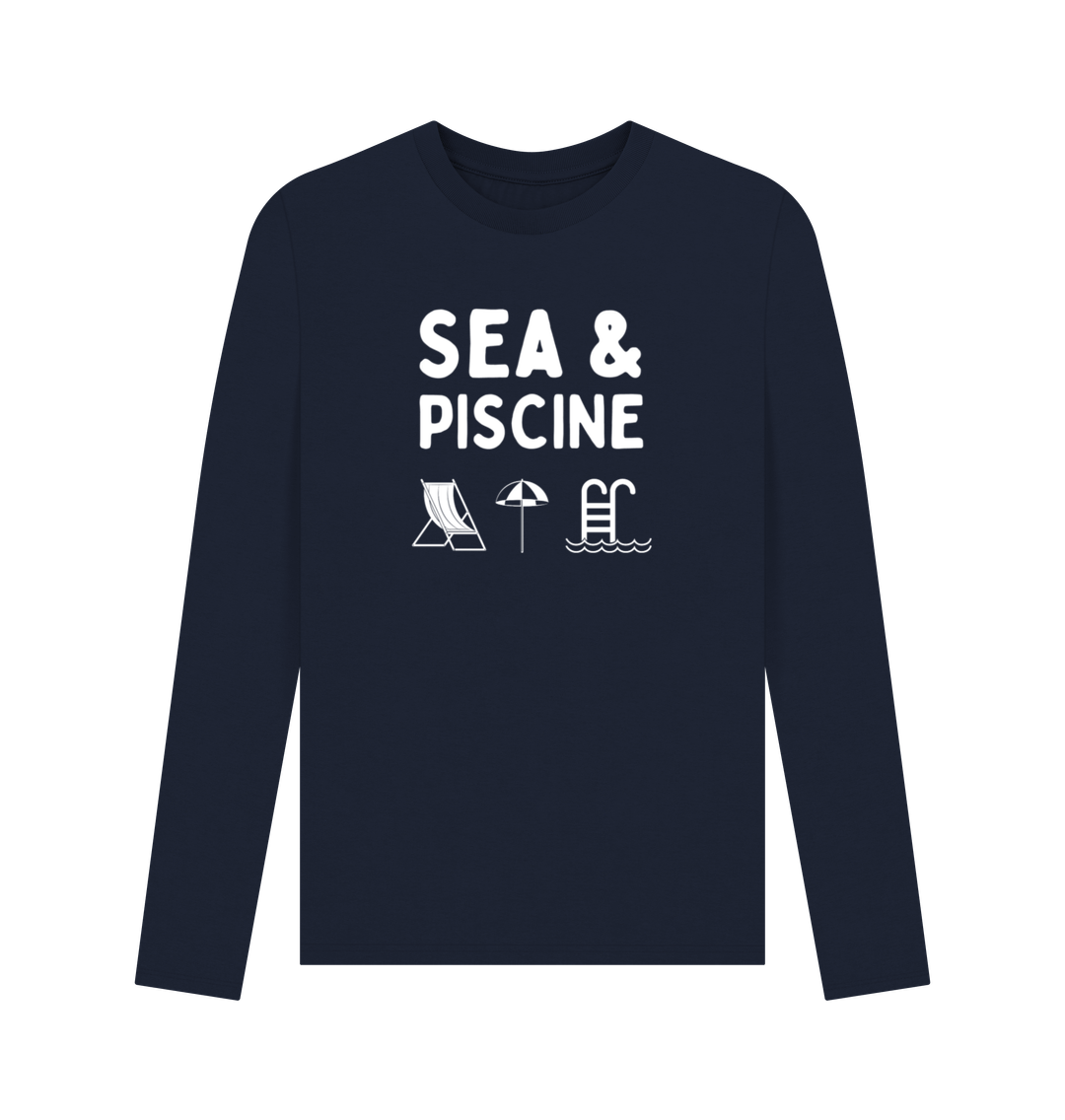 Navy Blue Printed Long Sleeve T Shirt