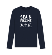 Navy Blue Printed Long Sleeve T Shirt