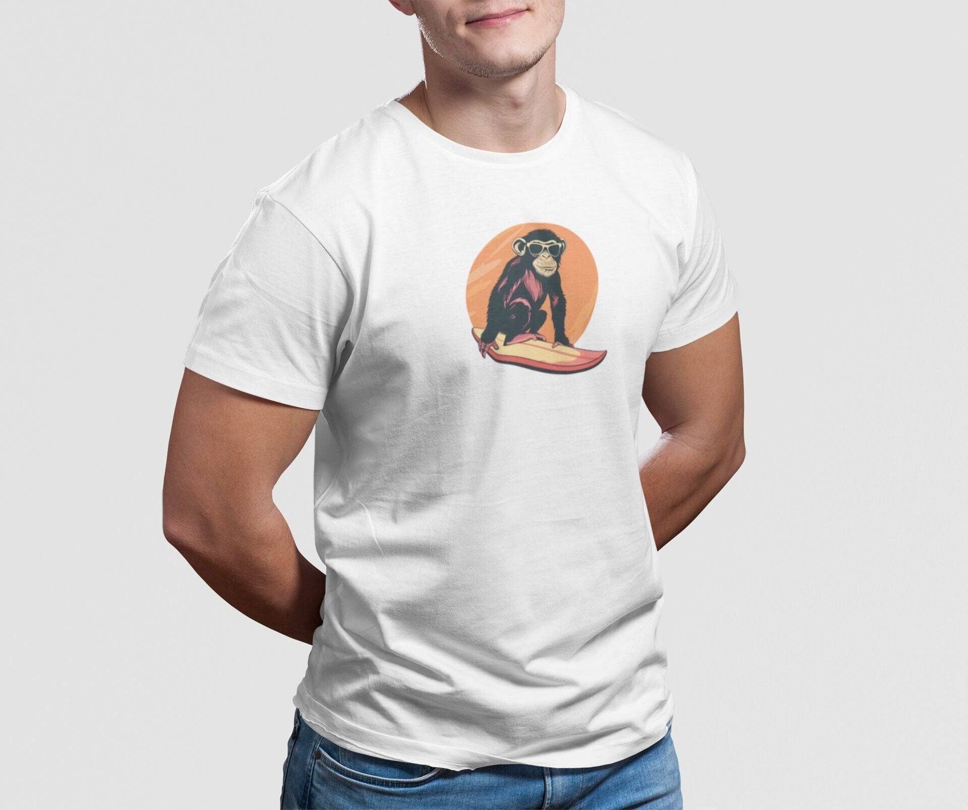 Surf Monkey Men's Organic Cotton T-Shirt - Sea & Piscine