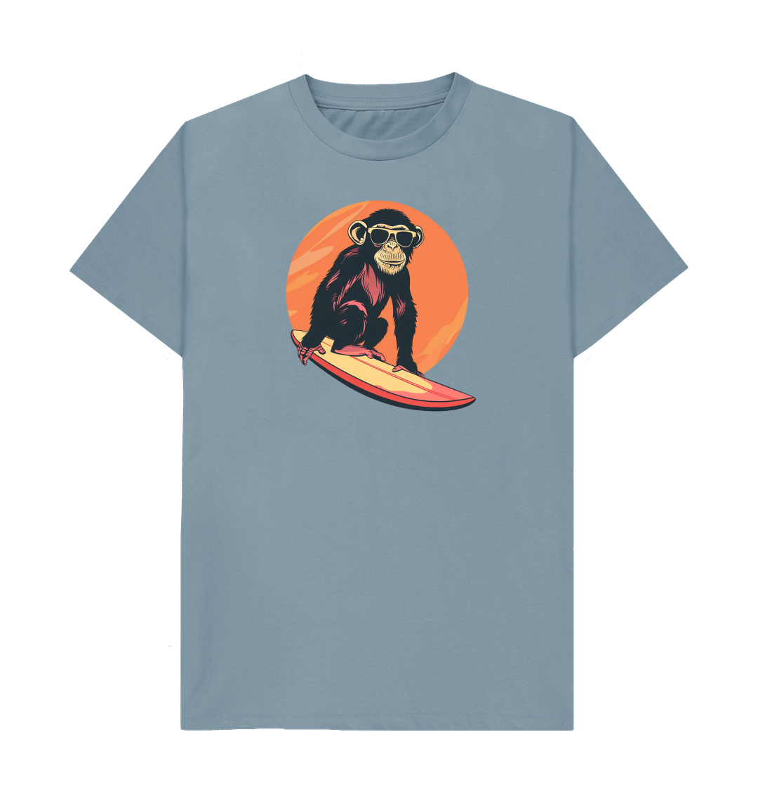 Surf Monkey Men's Organic Cotton T-Shirt - Sea & Piscine