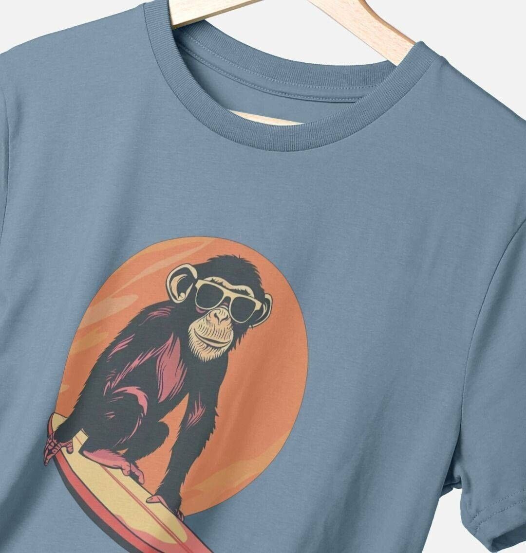 Surf Monkey Men's Organic Cotton T-Shirt - Sea & Piscine