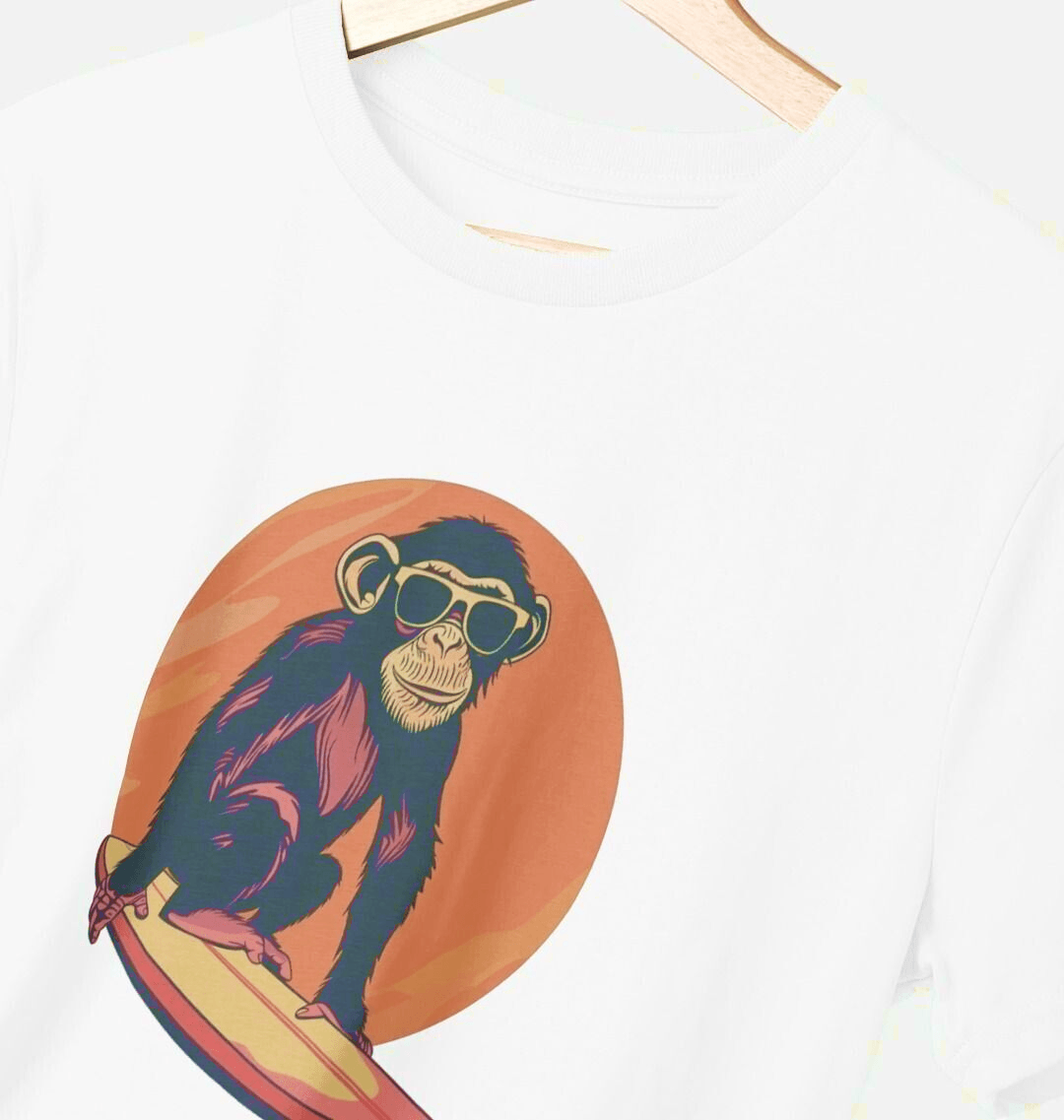 Surf Monkey Men's Organic Cotton T-Shirt - Sea & Piscine
