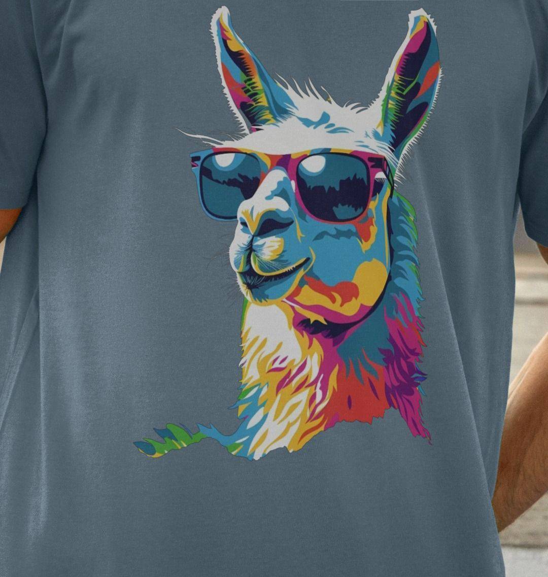 Llama Chameleon – Organic Cotton Tee - Sea & Piscine