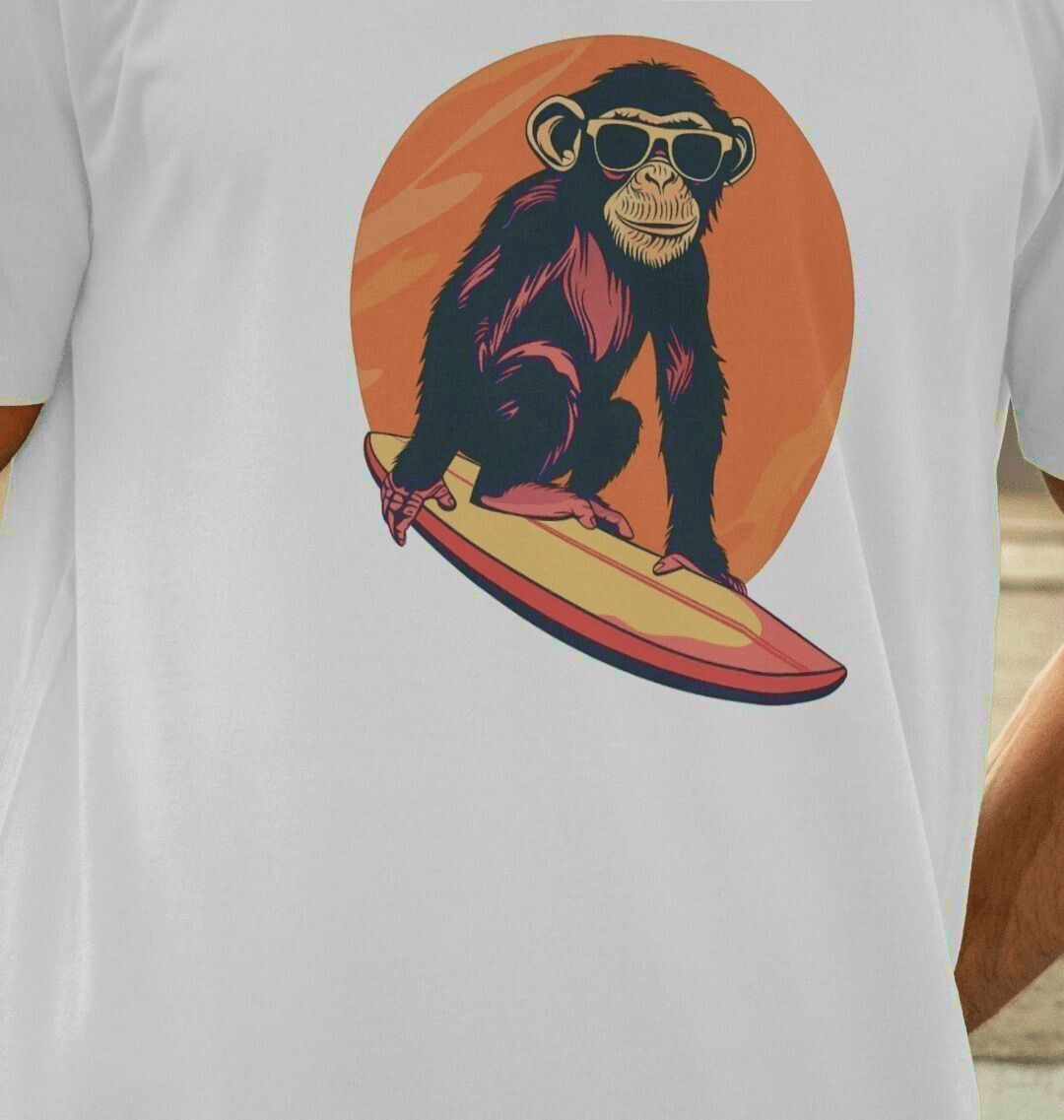Surf Monkey Men's Organic Cotton T-Shirt - Sea & Piscine
